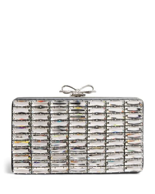Self-Portrait Metallic Crystal Rectangular Clutch Bag
