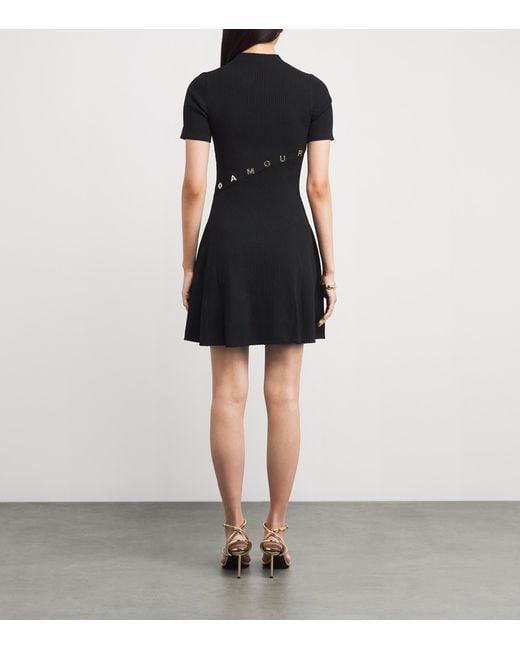 Maje Black Rib-Knit Embellished Mini Dress