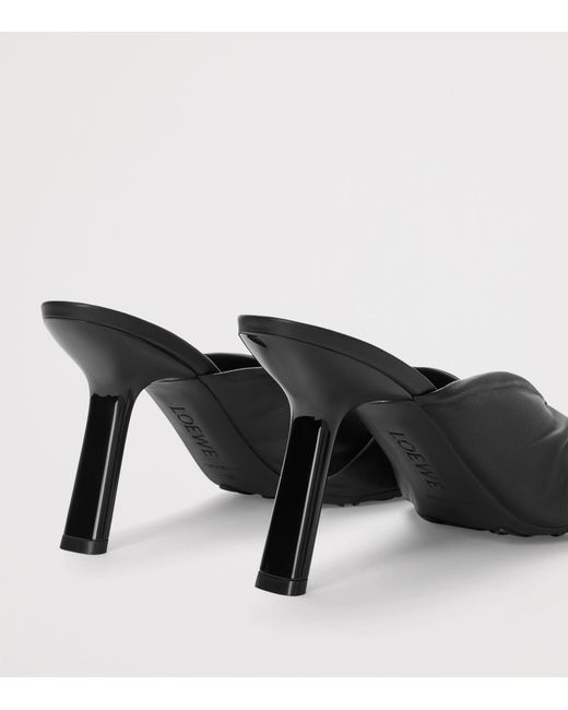 Loewe Black X Paula's Ibiza Leather Pebble Heeled Sandals 90