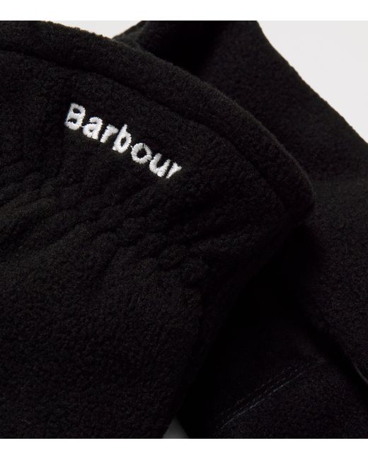 Barbour Black Fleece Leather-Trim Coalford Gloves for men