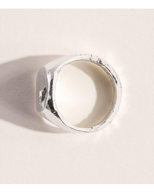 The Ouze Metallic Sterling And Sapphire Una Signet Ring for men