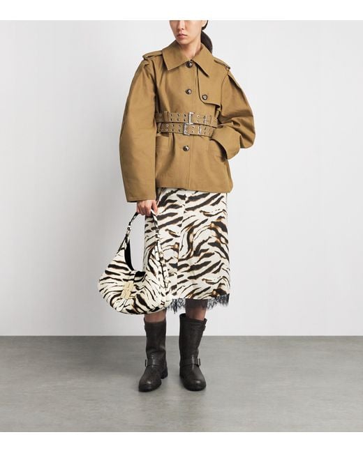 Ganni Natural Small Zebra Kat Shoulder Bag