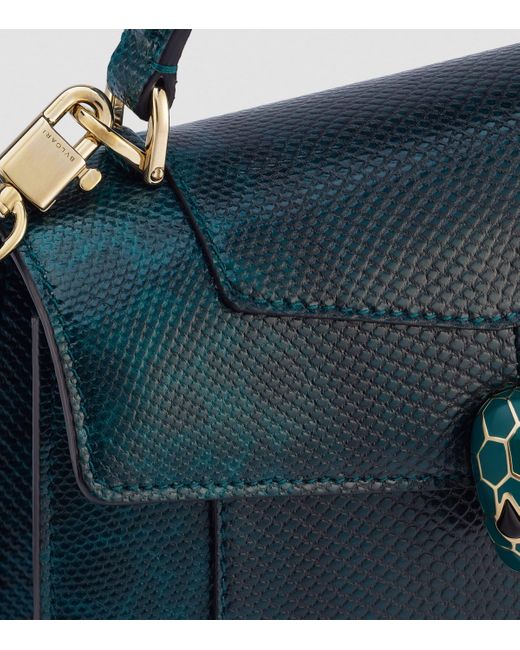 BVLGARI Blue Karung Leather Serpenti Forever Top-Handle Bag