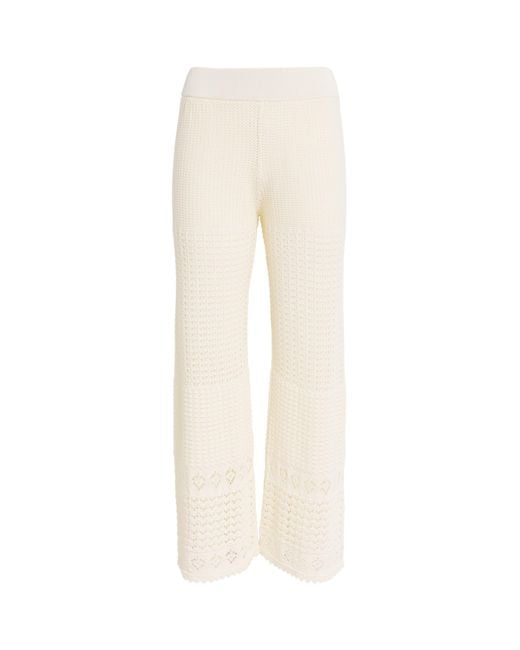 Eres White Crochet Emblème Wide-Leg Trousers