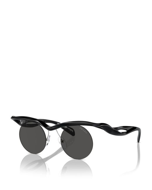 Prada Black Sculptural Round Runway Sunglasses