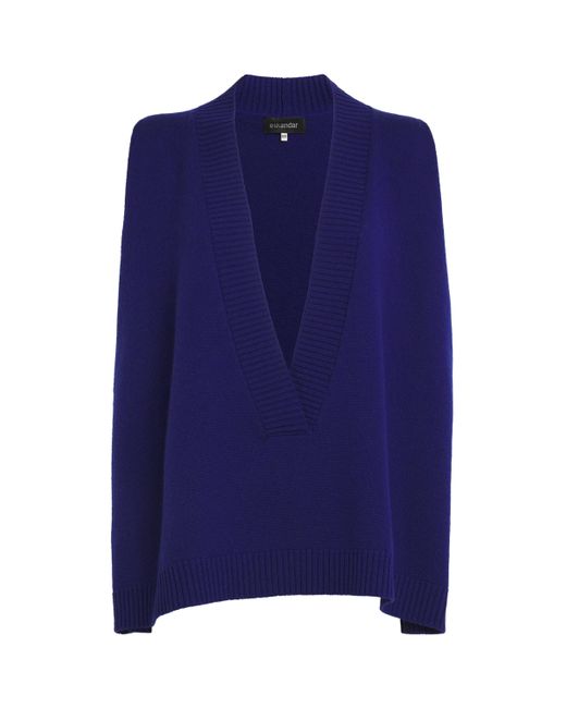 Eskandar Blue Cashmere V-Neck Sweater Vest