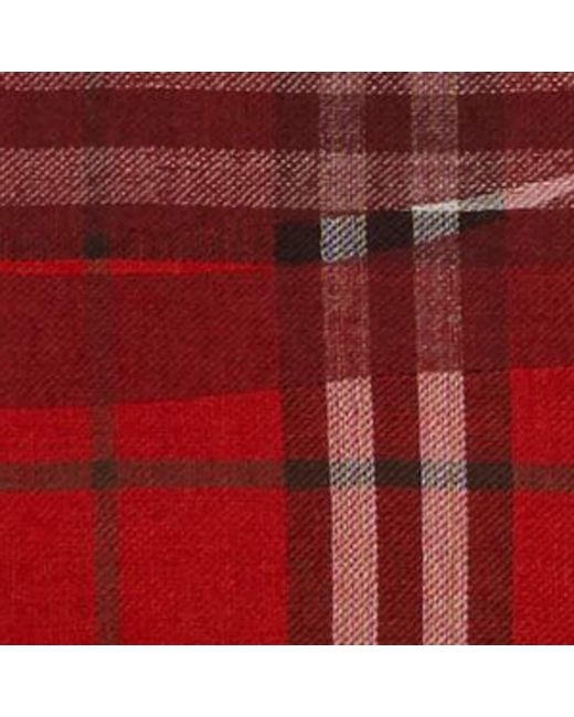 Burberry Red Wool-Silk Wide Ekd Check Scarf