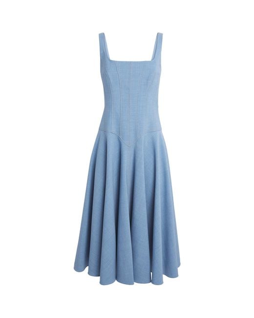 Emilia Wickstead Blue Chambray Harmony Midi Dress