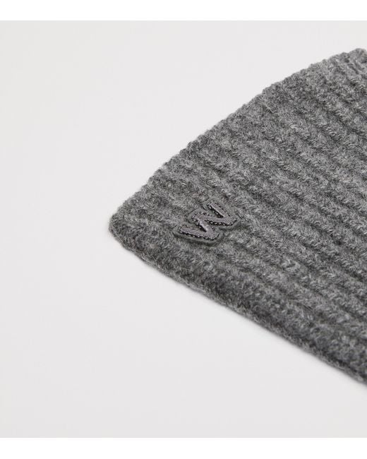Weekend by Maxmara Gray Cashmere Logo Gloves