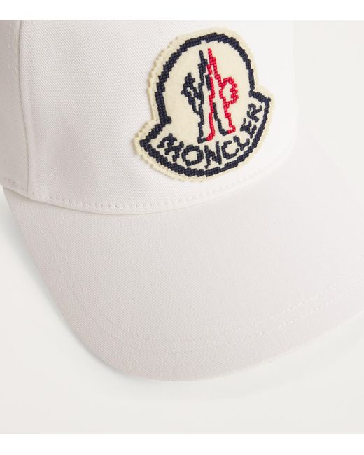 Moncler White Cotton Logo Baseball Cap for men