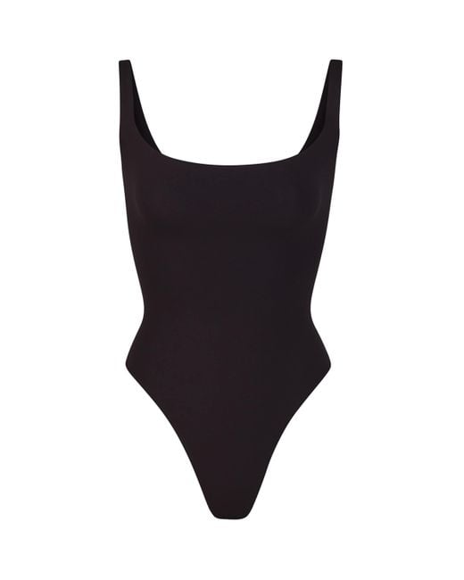 Skims Black Fits Everybody Square Neck Bodysuit