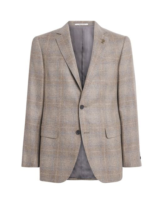 Pal Zileri Brown Cashmere Check Blazer for men