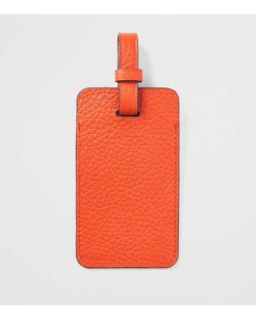 Aspinal Orange Leather Luggage Tag
