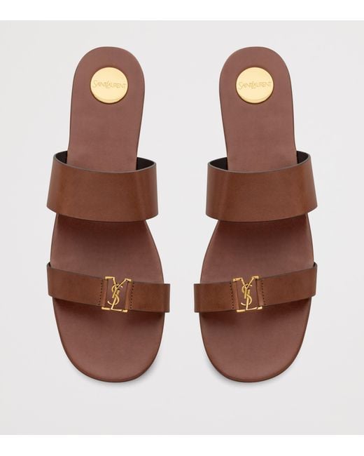 Saint Laurent Brown Leather Babylone Sandals