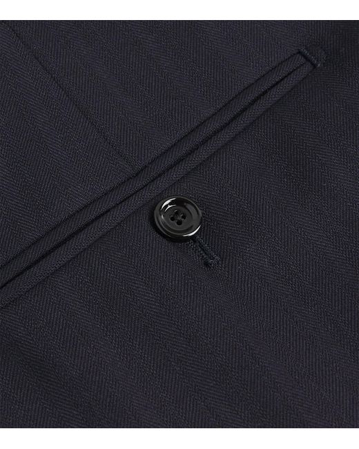 Lardini Blue Wool-Blend Pleated Straight Trousers for men