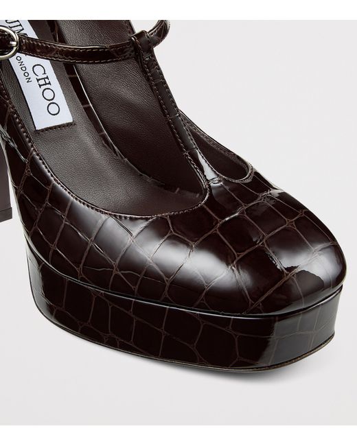 Jimmy Choo Brown Marene 120 Leather Mary Jane Pumps