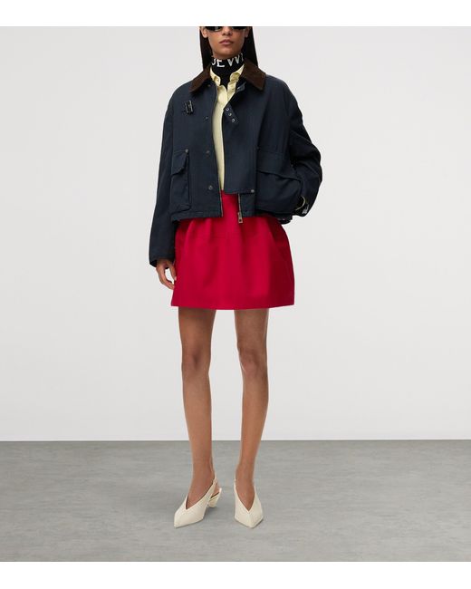 Loewe Red Cotton-Silk Balloon Mini Skirt