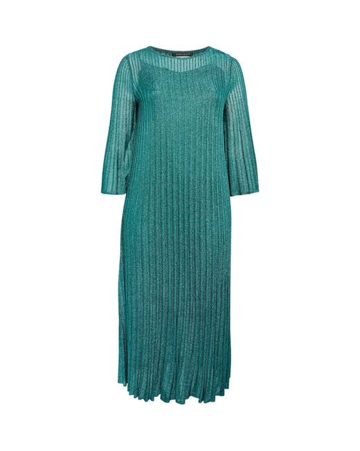 Marina Rinaldi Green Knitted Pleated Maxi Dress