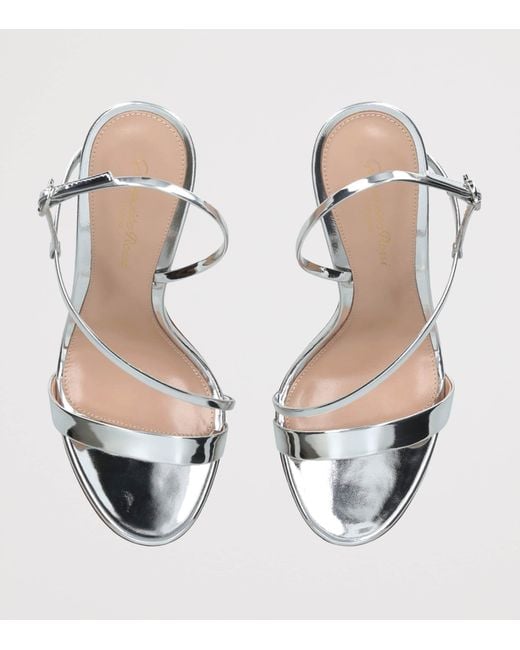 Gianvito Rossi White Metallic Leather Manhattan Heeled Sandals 95