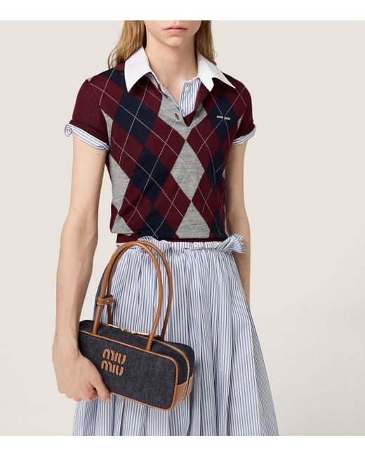 Miu Miu Blue Denim Beau Top-Handle Bag