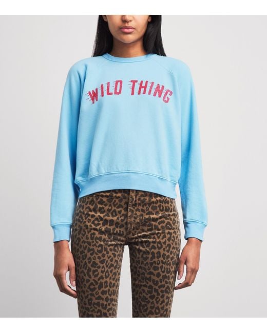 Mother Blue Cotton The Concert Sweatshirt