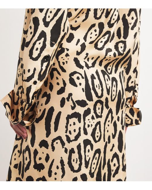 Sportmax Metallic Silk Leopard Print Astoria Maxi Dress