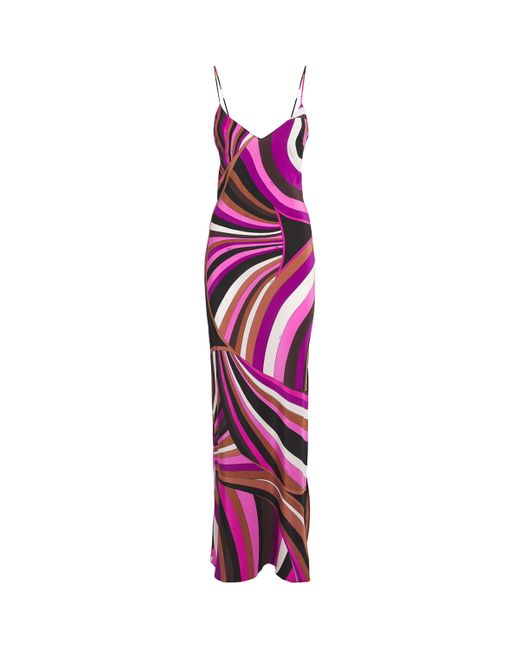 Emilio Pucci Purple Silk Iride Print Maxi Dress