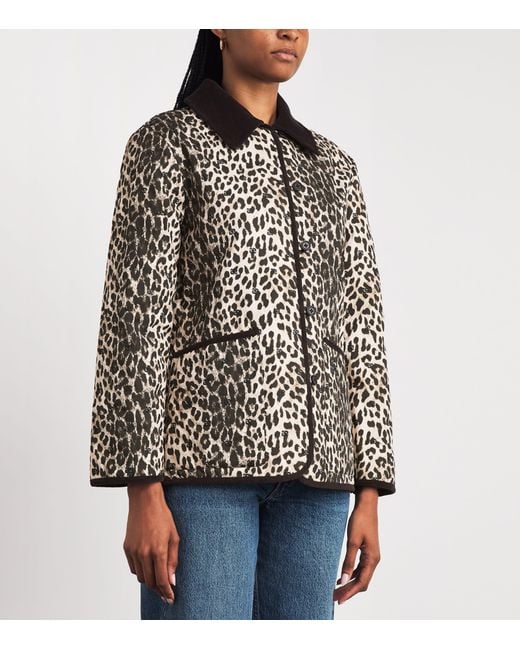 Rixo Black Cotton Leopard Earla Quilted Jacket