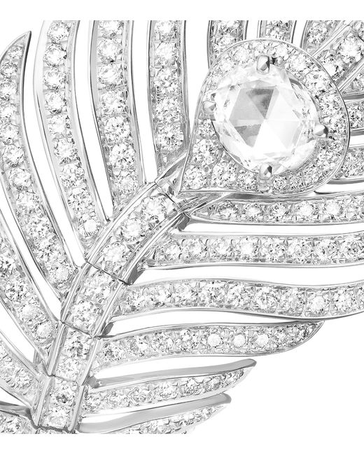 Boucheron White Large And Diamond Plume De Paon Ring