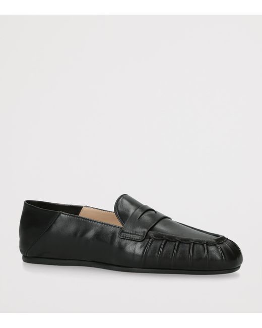 Stuart Weitzman Black Leather Brooks Loafers