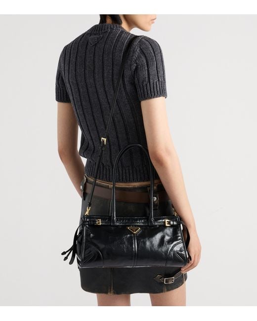 Prada Black Medium Leather Bonnie Shoulder Bag