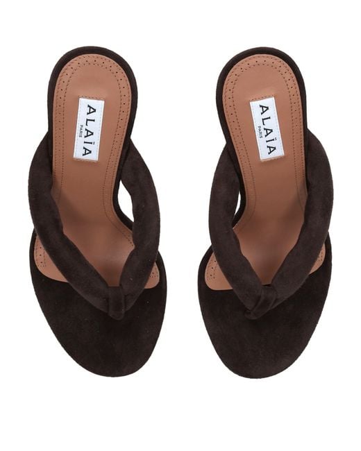 Alaïa Brown Suede Thong Sandals 90