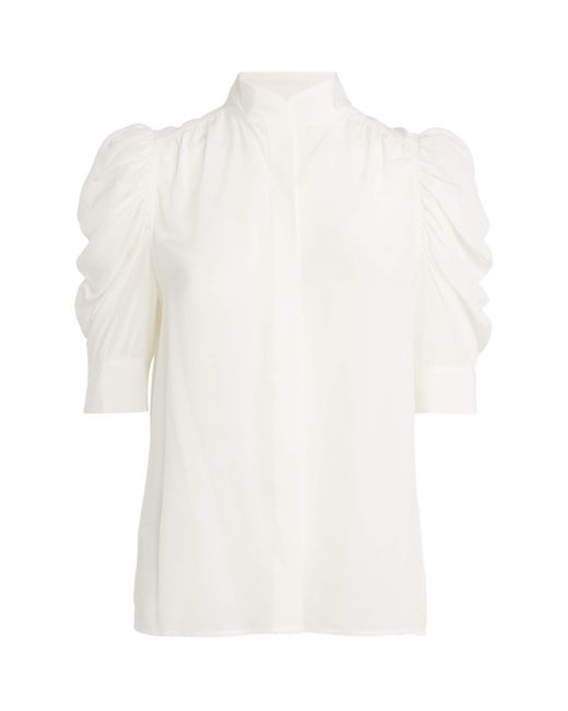 FRAME White Silk Gillian Blouse