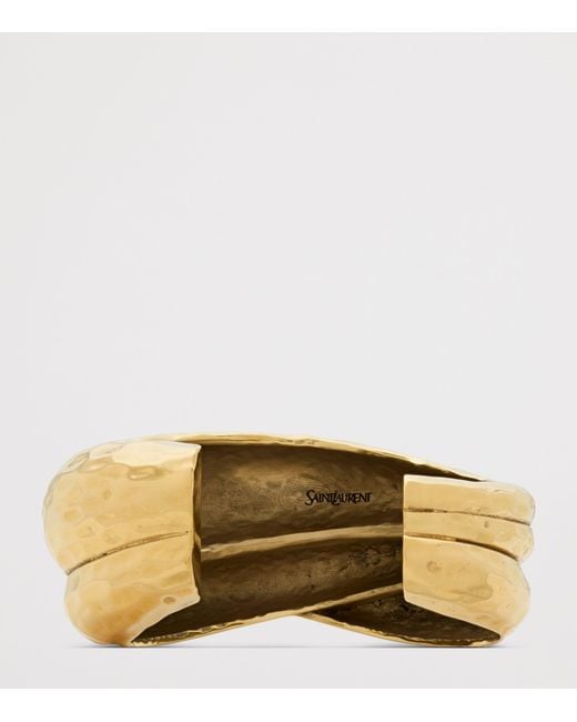 Saint Laurent Metallic Hammered Open Cuff Bracelet