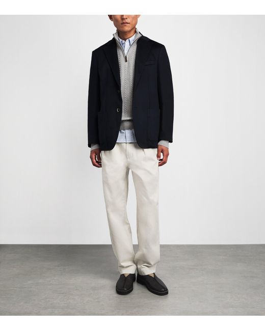 Polo Ralph Lauren Gray Cotton Cable-Knit Quarter-Zip Sweater for men