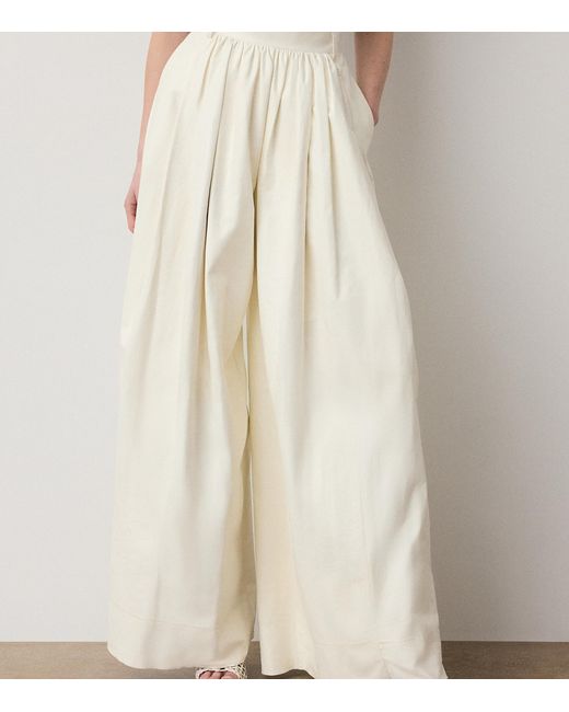 Ralph Lauren White Leather Vanessa Wide-Leg Trousers