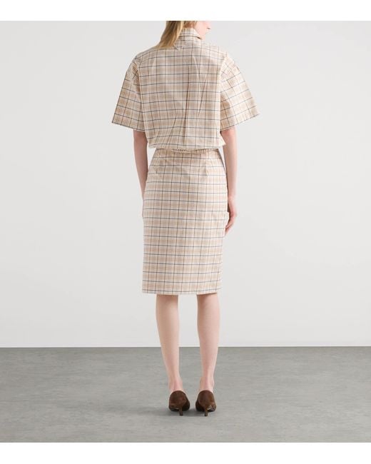 Prada Natural Cotton Embroidered Check Shirt for men