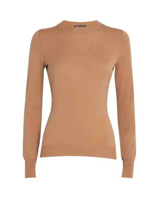 Colombo Brown Kid Wool Crew-Neck Sweater