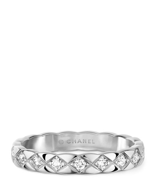 Chanel Metallic White Gold And Diamond Coco Crush Ring