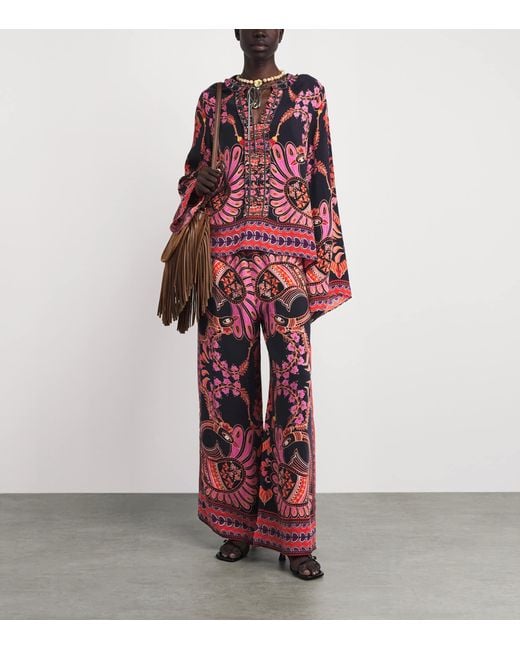Lug Von Siga Red Printed Madison Wide-Leg Trousers