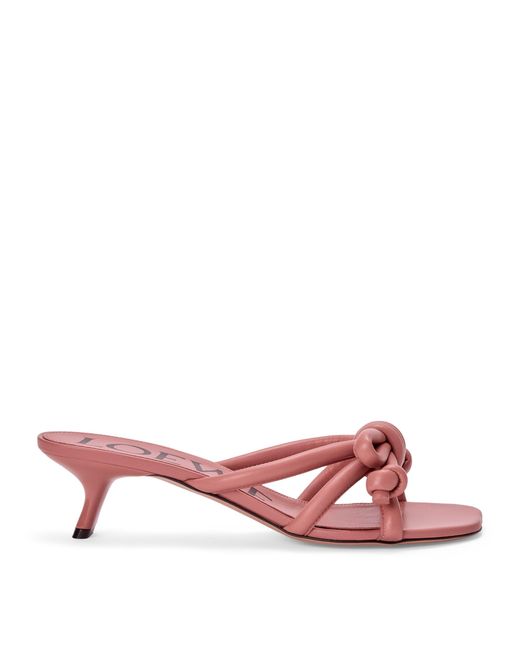 Loewe Pink Lambskin Flamenco Knot Mules 45
