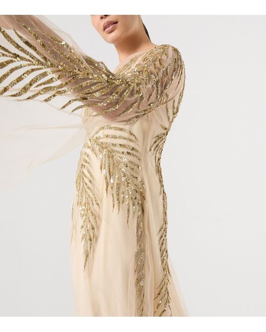 Marina Rinaldi Natural X Tony Ward Embellished Maxi Dress And Cape