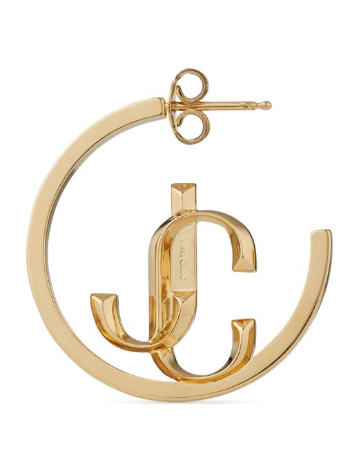 Jimmy Choo Metallic Jc Hoop Earrings