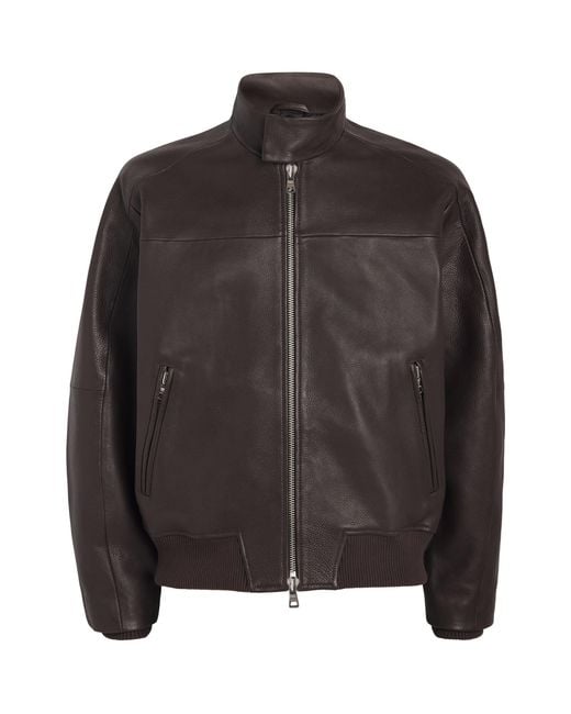 Won Hundred Black Leather Bomber Jacket for men