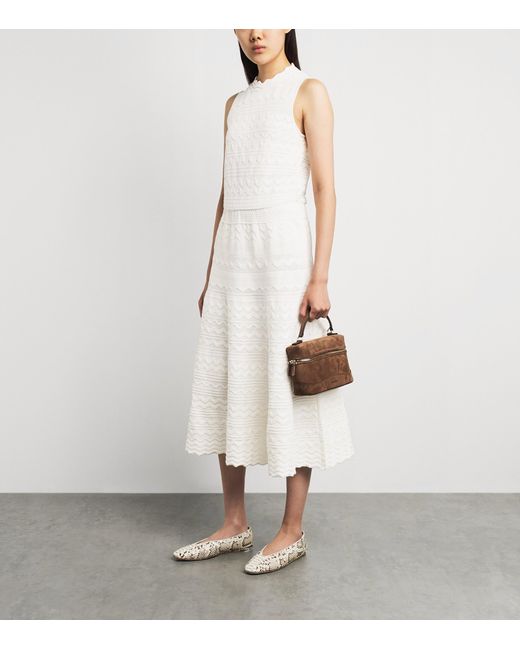 Molli White Zig-Zag Weave Midi Dress