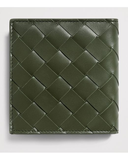 Bottega Veneta Green Slim Leather Intrecciato Bifold Wallet for men