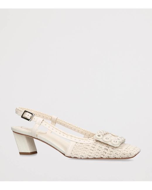 Roger Vivier Natural Crochet Belle Vivier Slingback Pumps 45