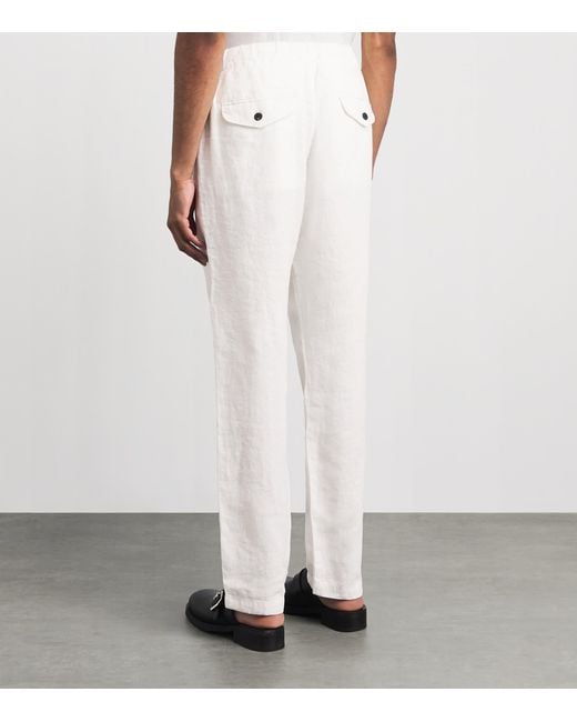 Citizens of Humanity White Linen Drawstring Straight Trousers for men