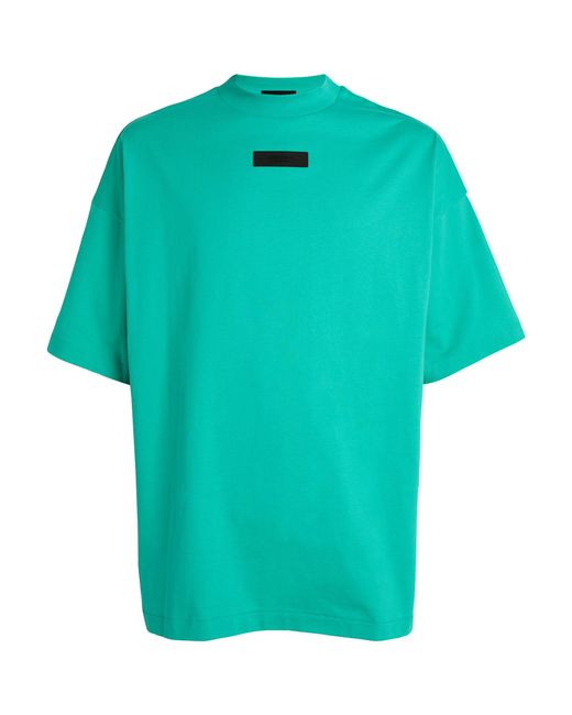 Fear Of God Blue Cotton Logo-patch T-shirt for men