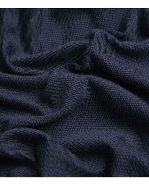John Smedley Blue Merino Wool Cherwell Rollneck Sweater for men